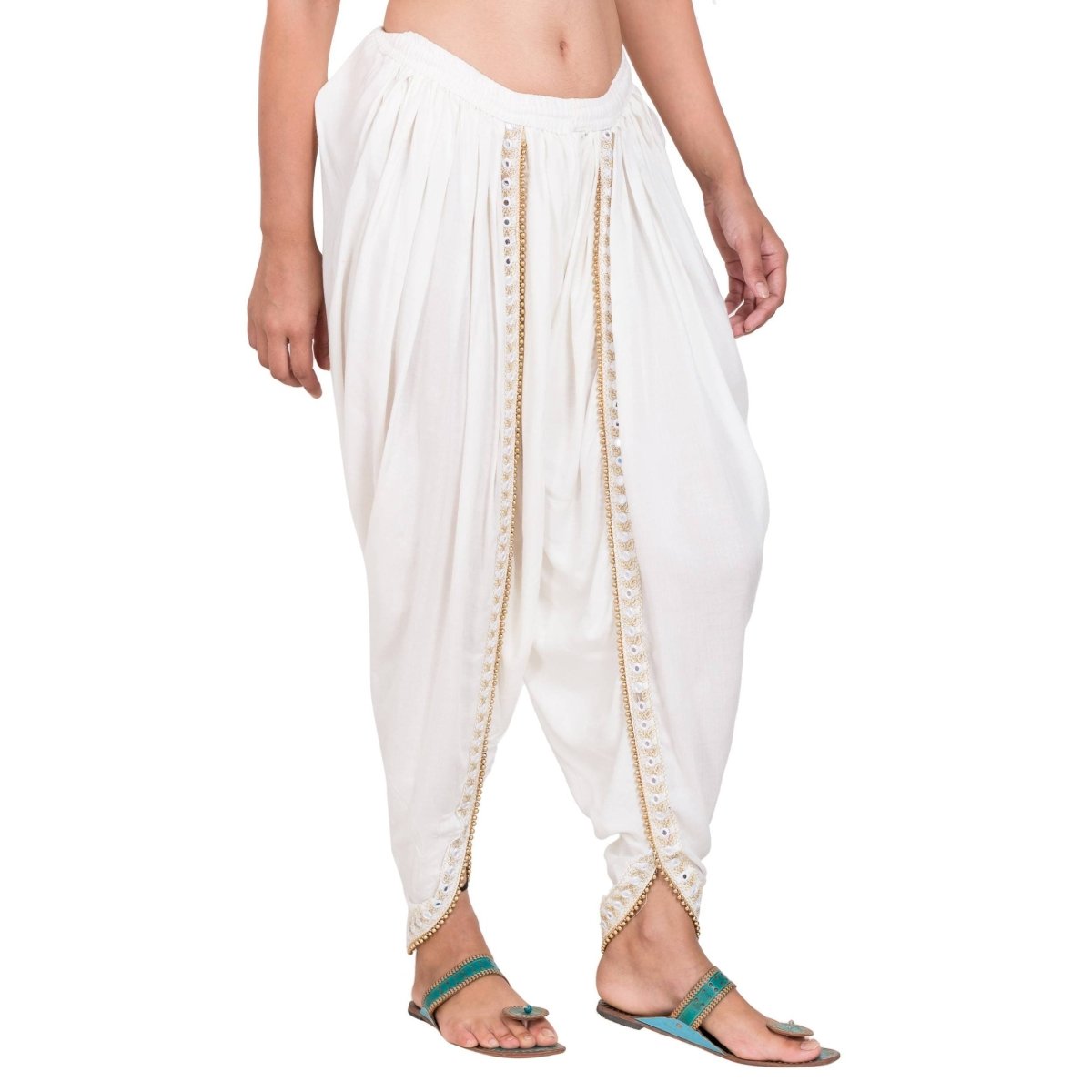 Asmaani White color Dhoti Patiala with Embellished Border