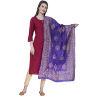 Thumbnail for A R SILK Purple Color Chanderi Gold Print Dupattas and Chunnis