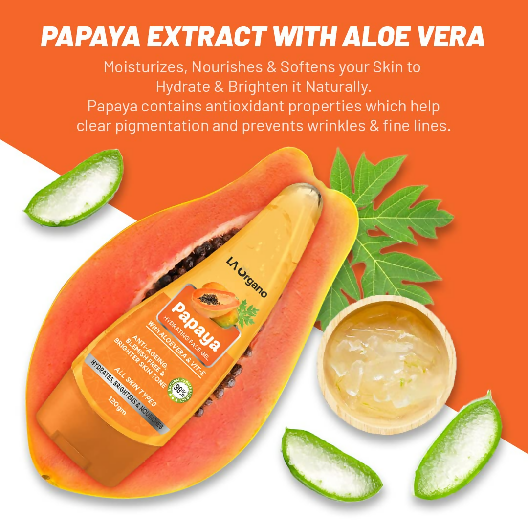 LA Organo Papaya Hydrating Face Gel with Alovera,Vit-E & Activate Charcoal Face Wash Combo