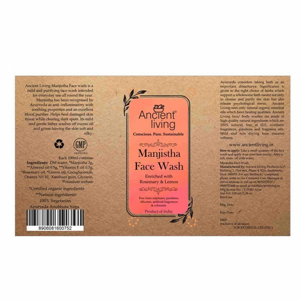 Ancient Living Manjistha Face Wash uses