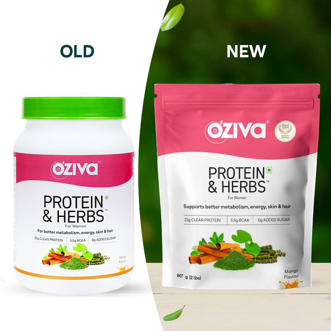 OZiva Protein & Herbs for Women - Protein Powder to Reduce Body Fat, Manage Weight & Metabolism, No Added Sugar - Distacart