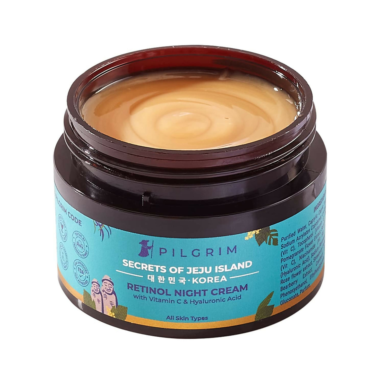 Pilgrim Korean Retinol Anti Aging Night Cream with Hyaluronic Acid & Vitamin C For Young, Wrinkle-free & Radiant Skin - Distacart