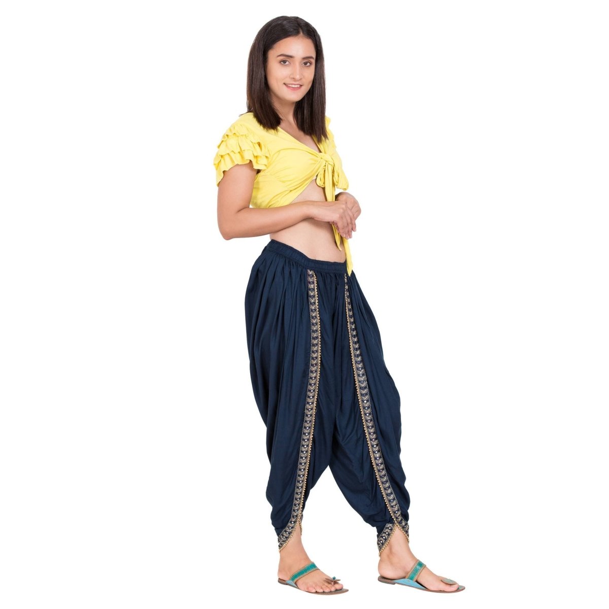 Asmaani Navy Blue color Dhoti Patiala with Embellished Border