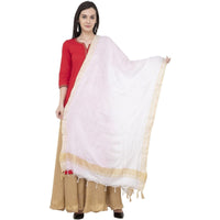 Thumbnail for A R Silk Golden Border Regular Dupatta Color White Dupatta or Chunni