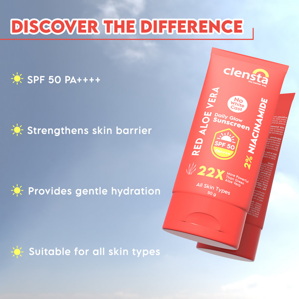 Buy Clensta Red Aloe Vera Daily Glow Sunscreen Spf 50 Online At Best