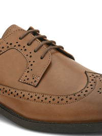 Thumbnail for House of Pataudi Men Textured Round Toe Formal Brogues