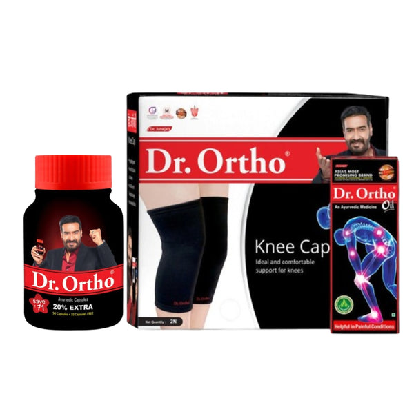 Dr. Ortho Ayurvedic Oil, Capsules & Knee Cap Combo - Distacart