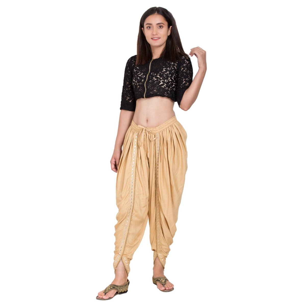 Asmaani Beige color Dhoti Patiala with Embellished Border