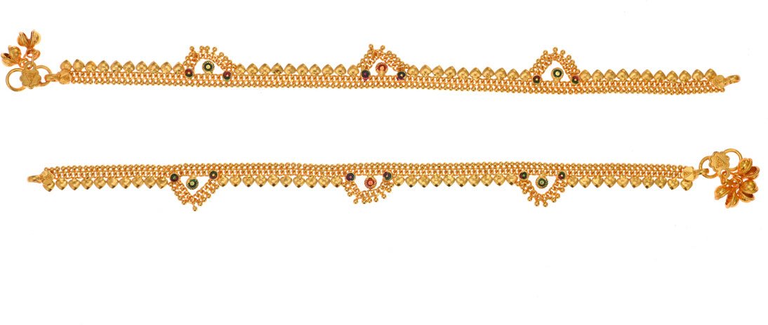 AanyaCentric Gold Plated White Metal Payal Indian Traditional Ethnic Fashion Imitation Jewellery Foot Chain - Distacart