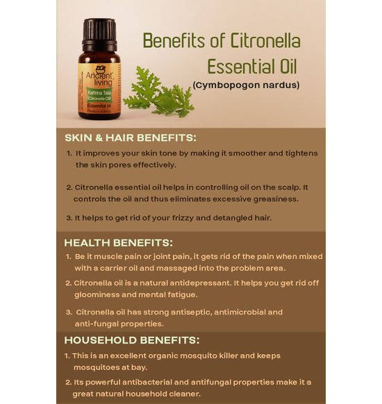 Ancient Living Kattrina Taila (Citronella Oil) Essential Oil benefits