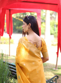 Thumbnail for Aastha Fashion Yellow Thread Woven Cotton Silk Saree with Blouse - Distacart