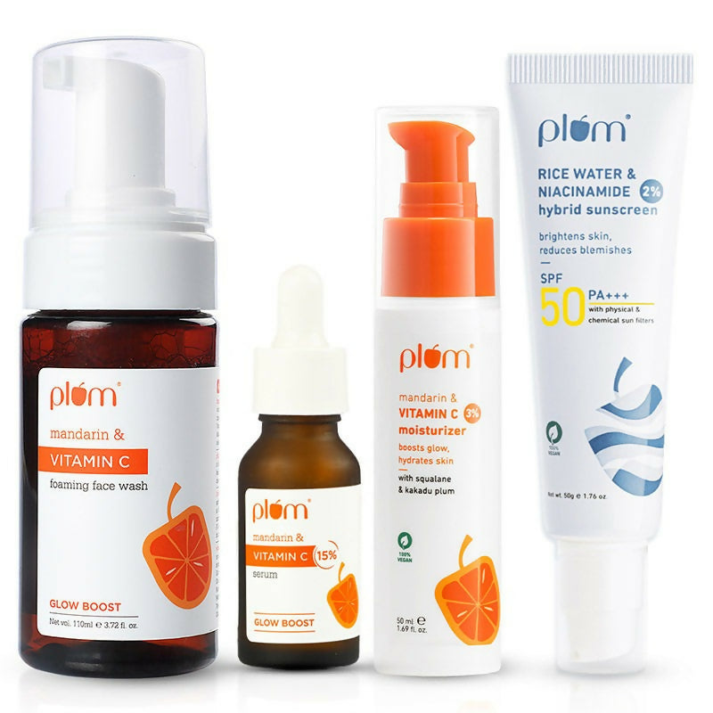 Plum Glow-Getter CSMS (Cleanser, Serum, Moisturizer, Sunscreen) Combo With Vitamin C