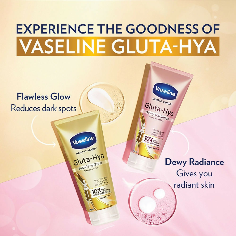 Vaseline Gluta Hya Serum-in-Lotion - Dewy Radiance, Overnight Radiance & Flawless Glow Combo - Distacart