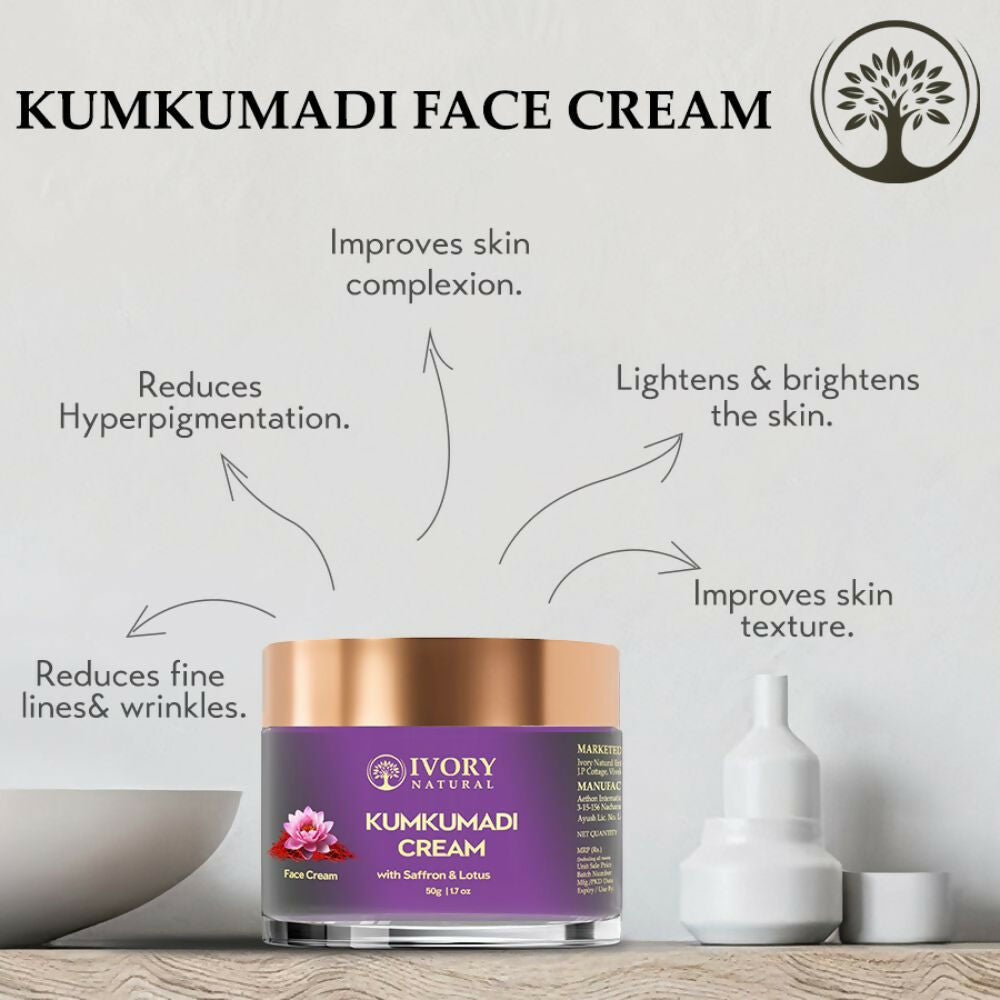 Ivory Natural Kumkumadi Night Cream For Skin For Skin Tone & Texture, Reduce Blemishes & Dark Spots