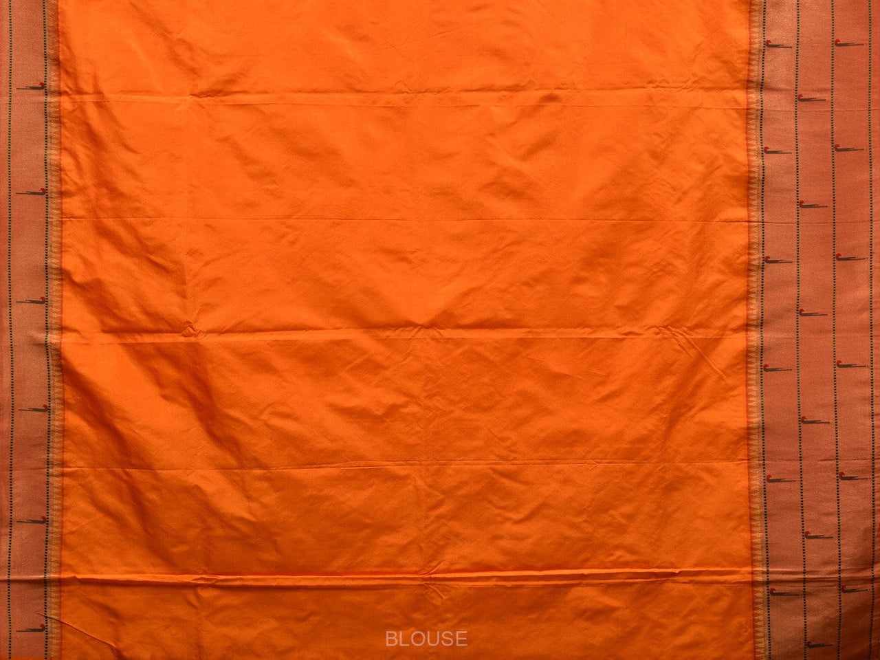 Orange Paithani Silk Handloom Saree with Triple Muniya Border Design - Global Threads - Distacart