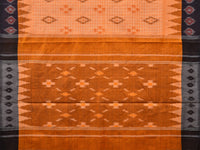 Thumbnail for Orange Pochampally Ikat Handloom Saree with Checks and Border Design No Blouse - Global Threads - Distacart