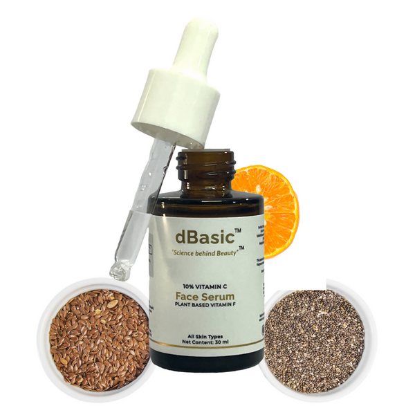 dBasic 10% Vitamin C Face Serum With Vitamin F (Chia & Flax Seeds) For Face Glowing & Radiant - Distacart