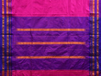 Thumbnail for Pink and Purple Narayanpet Silk Handloom Plain Saree with Traditional Border Design No Blouse - Global Threads - Distacart