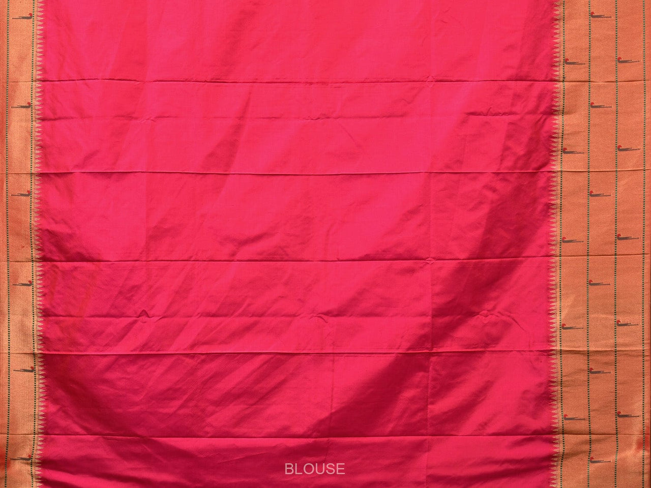 Pink Paithani Silk Handloom Saree with Triple Muniya Border Design - Global Threads - Distacart