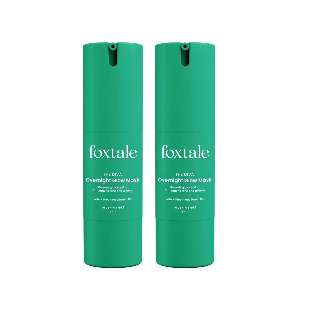 Foxtale Over Night Glow Mask For Glowing Skin, 4% Glycolic Acid & 3% Lactic Acid, Reduces Blackheads and Whiteheads