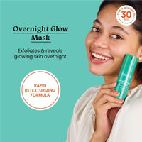 Thumbnail for Foxtale Over Night Glow Mask For Glowing Skin, 4% Glycolic Acid & 3% Lactic Acid, Reduces Blackheads and Whiteheads