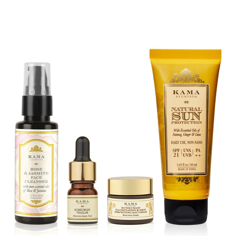 Kama Ayurveda Daily Essentials CSMS (Cleanser, Serum, Moisturizer, Sunscreen) Combo