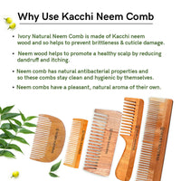 Thumbnail for Ivory Natural Dual Tooth Kacchi Neem Comb Infused With Organic Oil For Gentle Detangling And Straightning Hair - Distacart