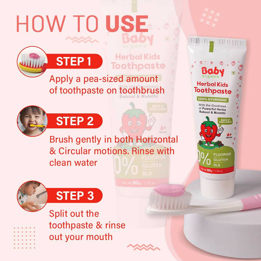 Buy Babyorgano 100% Ayurvedic Herbal Kids Toothpaste - Strawberry 