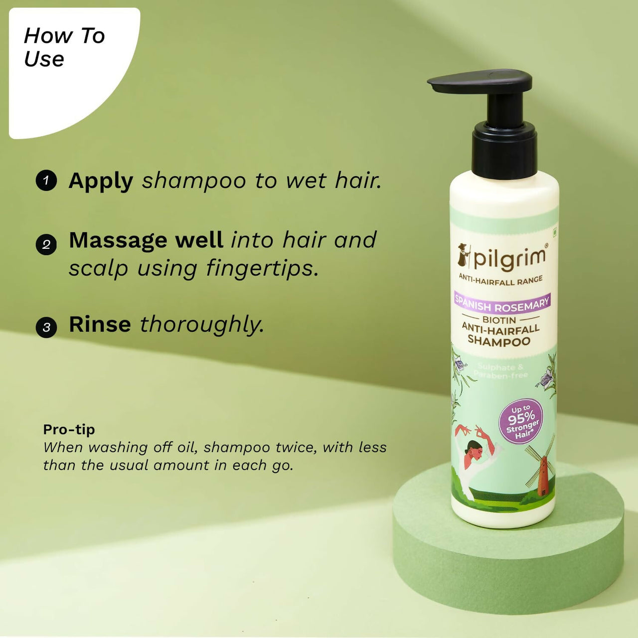 Pilgrim Spanish Rosemary & Biotin Anti Hairfall Shampoo For Reducing Hair Loss & Breakage - Distacart