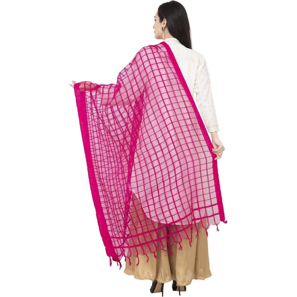 A R SILK Cotton Square Regular Dupatta Rani Color Dupatta or Chunni