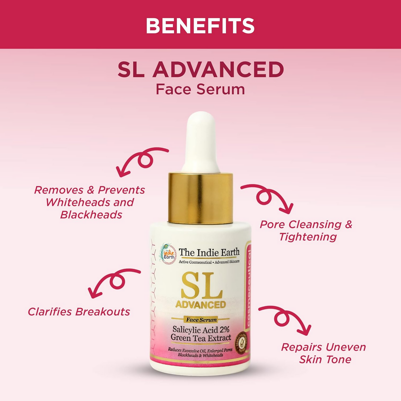 The Indie Earth SL Advanced Salicylic Acid 2% & Green Tea Extract Face Serum