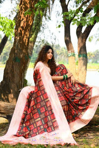 Thumbnail for Aastha Fashion Red Woven Cotton Blend Saree with Blouse - Distacart