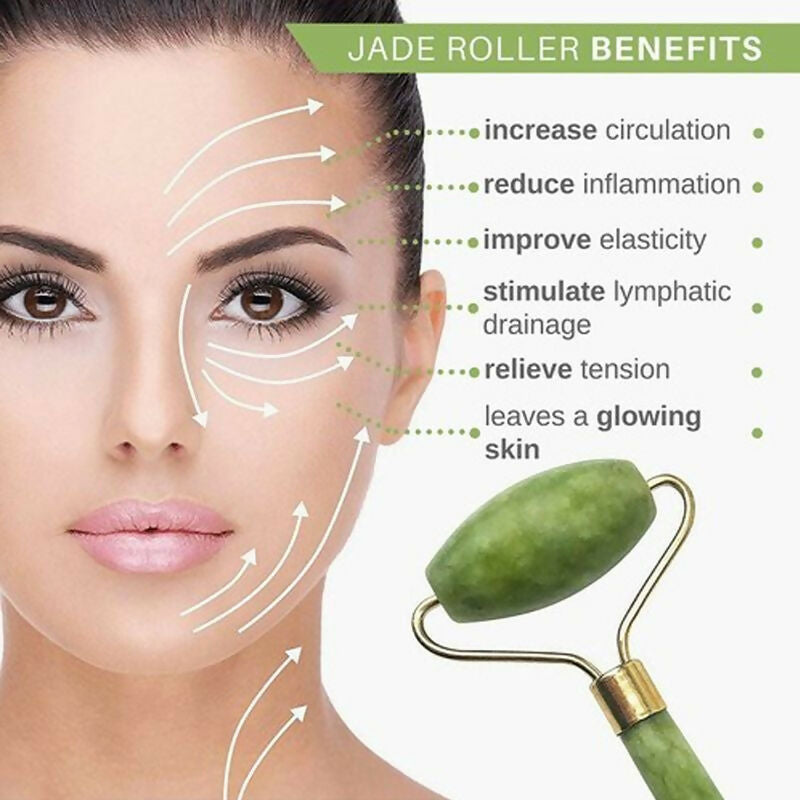 WishCare Face Massage Jade Roller For Glowing Skin - Green