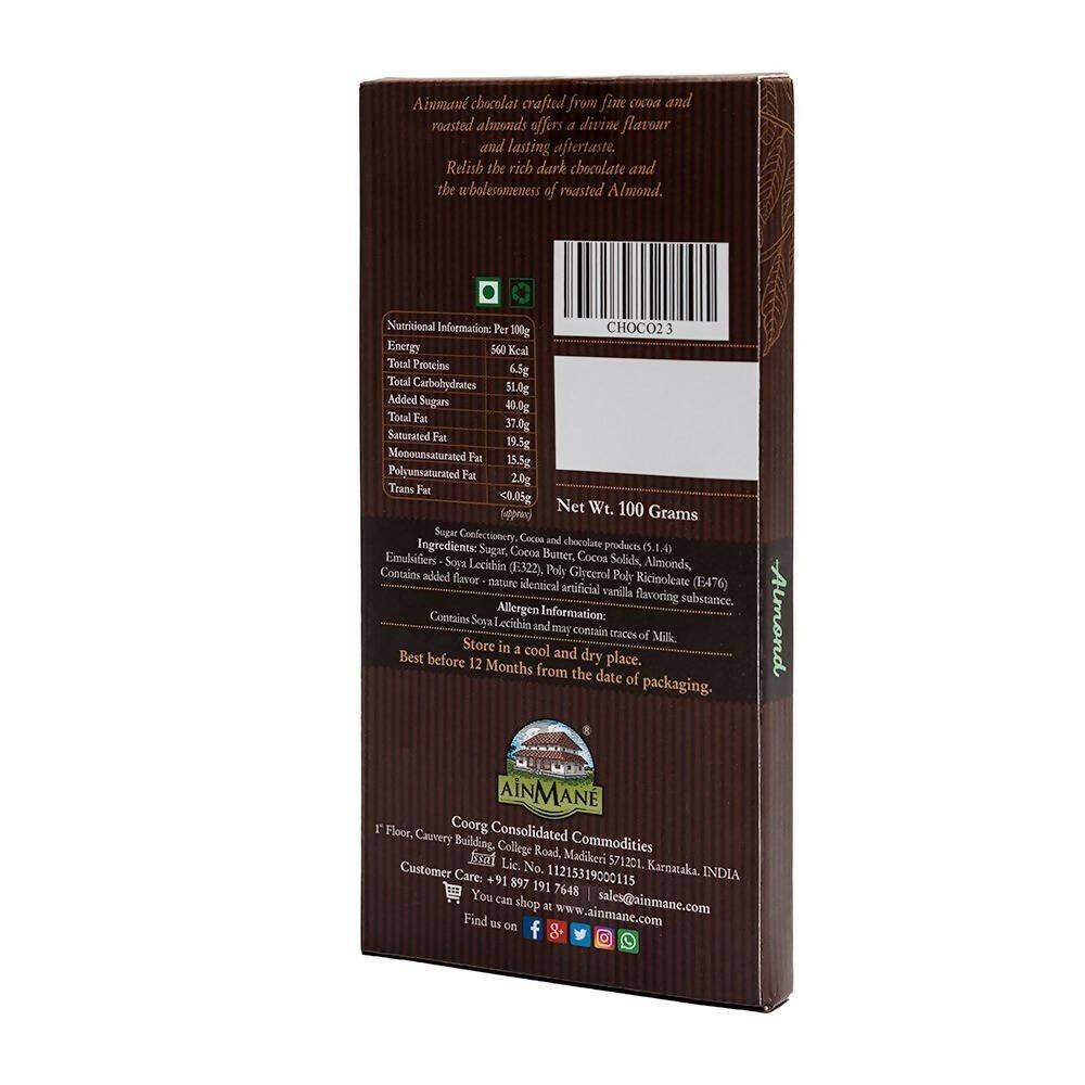 Ainmane Almond Dark Chocolate 55% Cocoa - Distacart