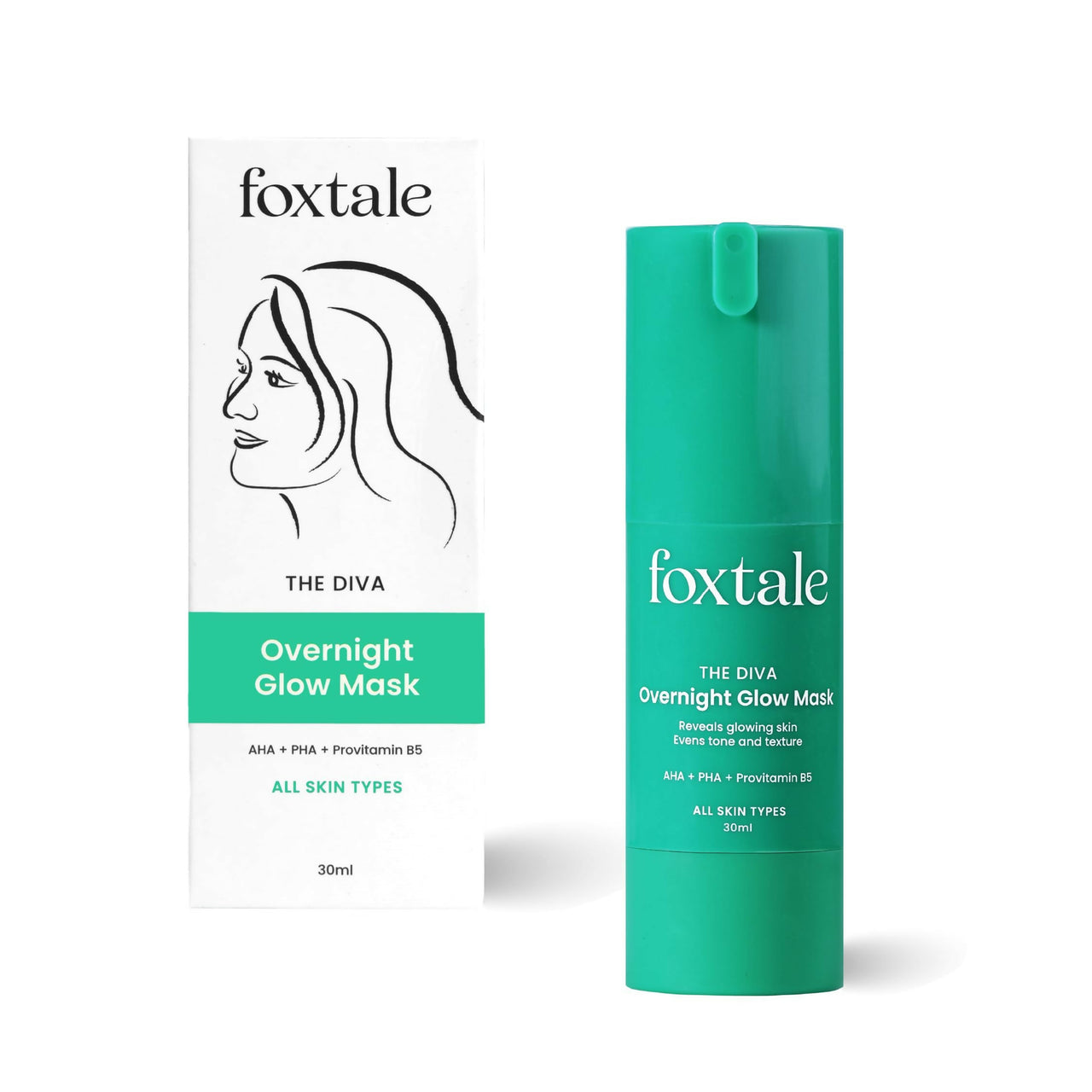 Foxtale Over Night Glow Mask For Glowing Skin, 4% Glycolic Acid & 3% Lactic Acid, Reduces Blackheads and Whiteheads