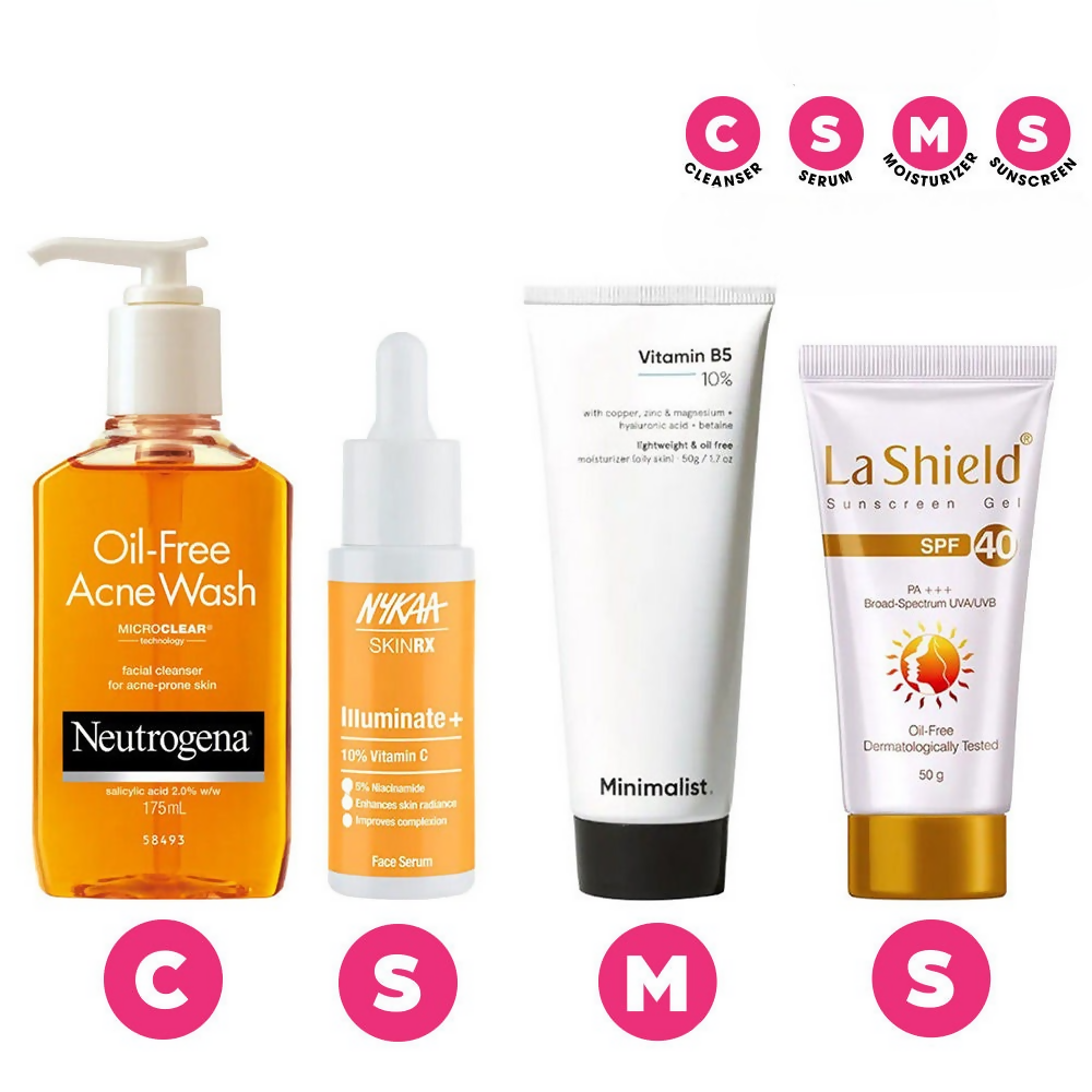 Dista CSMS (Cleanser, Serum, Moisturizer, Sunscreen) Combo For Oily Skin