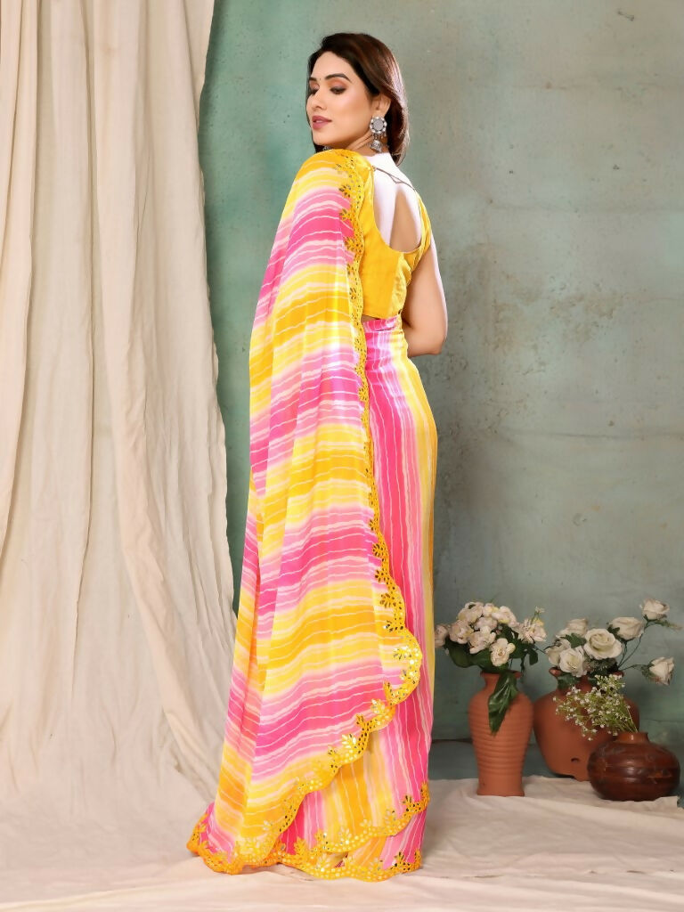 Aafreen Partywear Designer Lemon Georgette Fancy Saree - Distacart