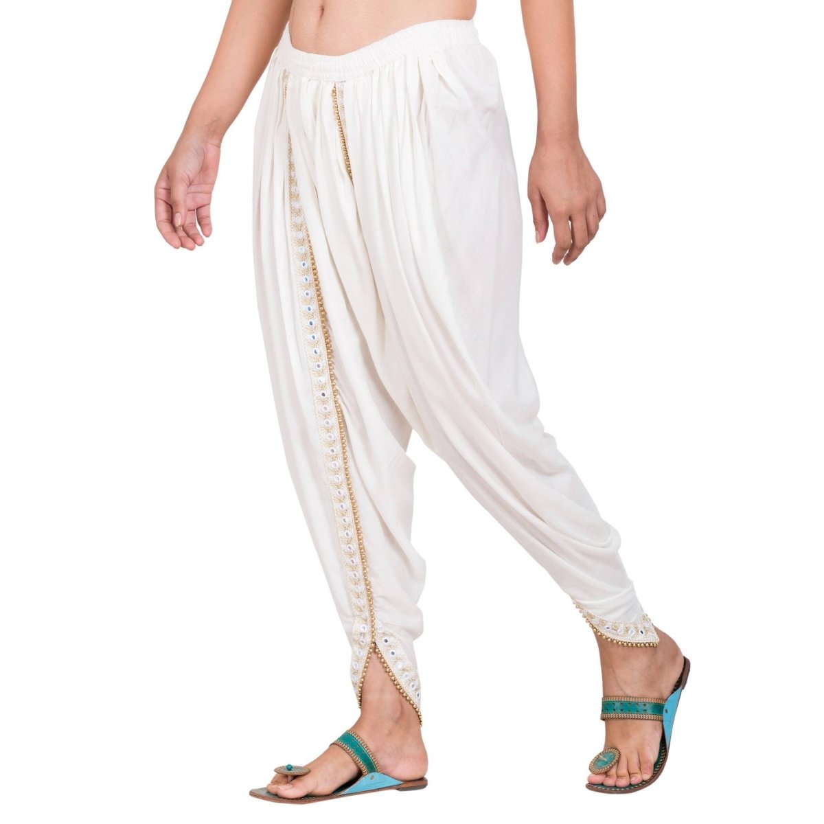 Asmaani White color Dhoti Patiala with Embellished Border