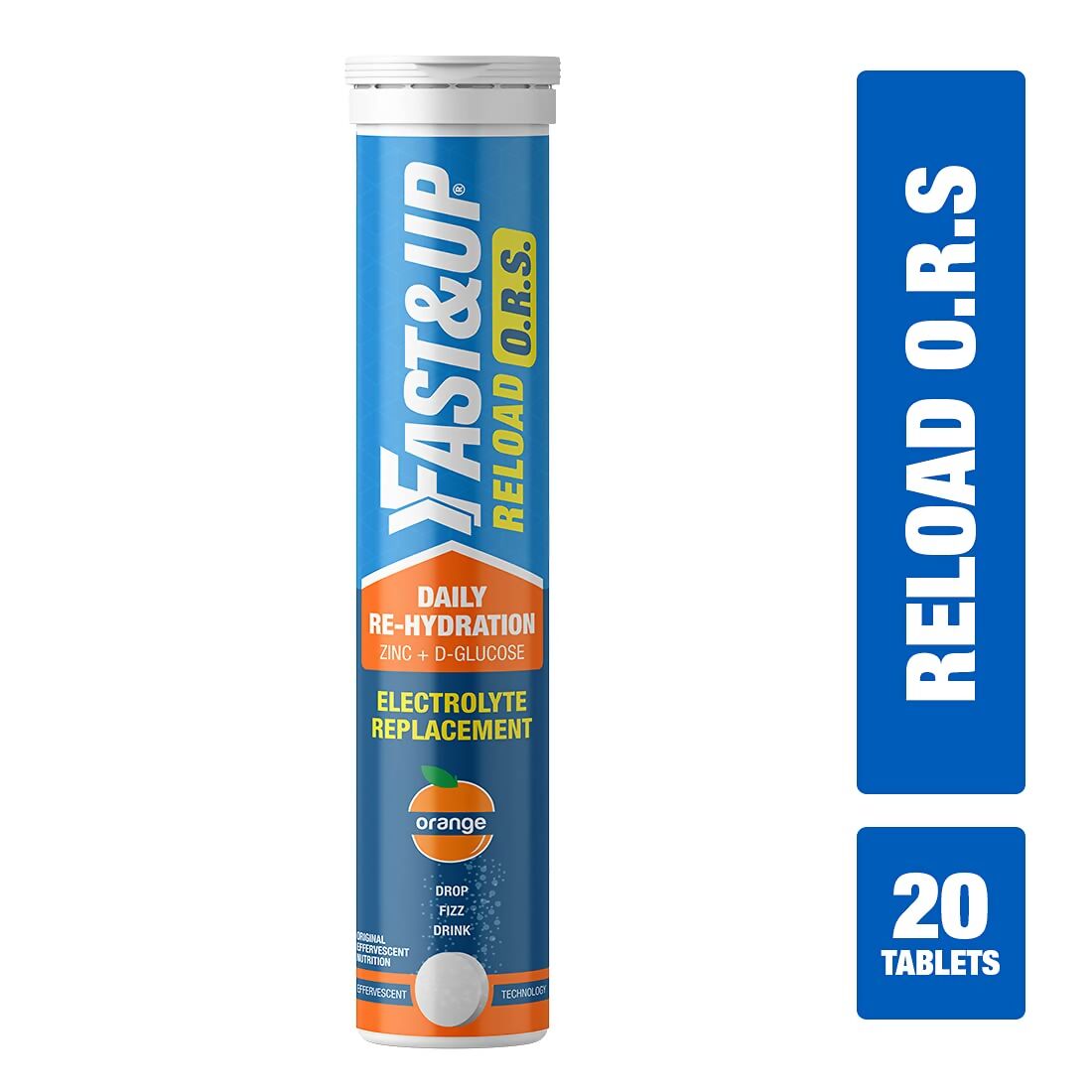 Fast&Up Reload O.R.S Effervescent Electrolyte Tablets - Orange - Distacart