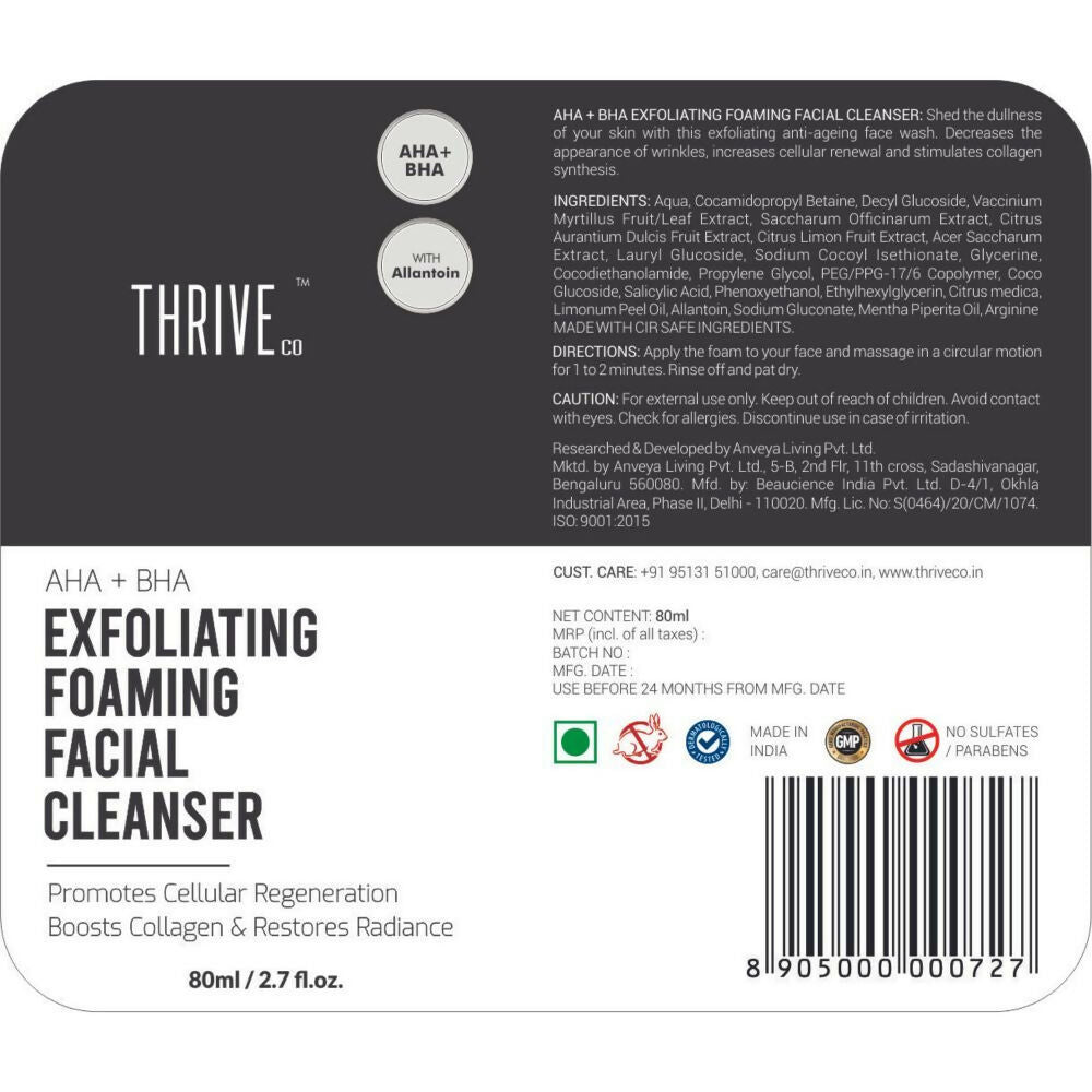 ThriveCo Exfoliating Face Wash With Aha+Bha - Distacart