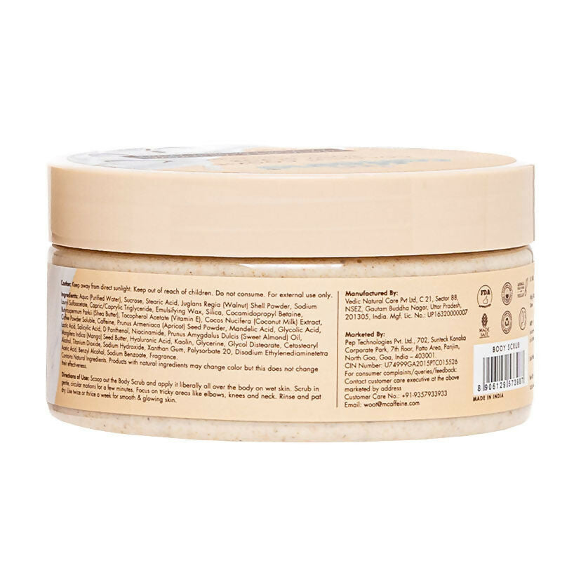 mCaffeine Coconut Cookie Body Scrub, Exfoliates & Removes Tan, Calming Coconut Aroma