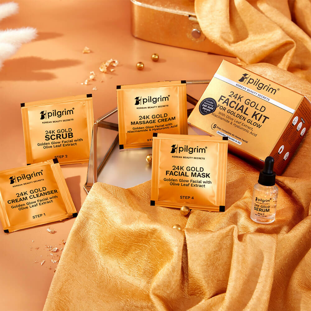 Pilgrim 24K Gold Facial Kit For Golden Glow - Distacart