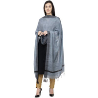 Thumbnail for A R Silk Black Temple border Regular Dupatta Color Gray Dupatta or Chunni