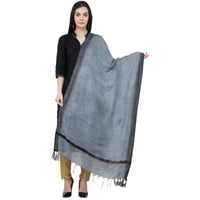 Thumbnail for A R Silk Black Temple border Regular Dupatta Color Gray Dupatta or Chunni