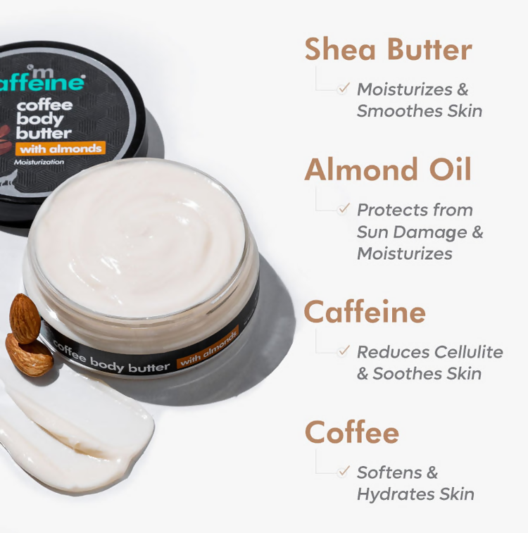 mCaffeine Coffee & Almond Body Butter with Shea Butter For Deep Moisturization
