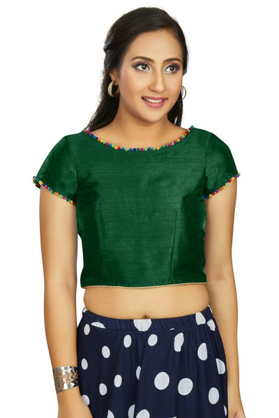 Aastha Fashion Women's Bottle Green Art Silk Designer Party Wear Readymade Blouse - Distacart