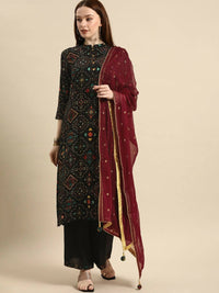 Thumbnail for Anouk Women Black Ethnic Motifs Printed Kurta with Palazzos & With Dupatta - Distacart