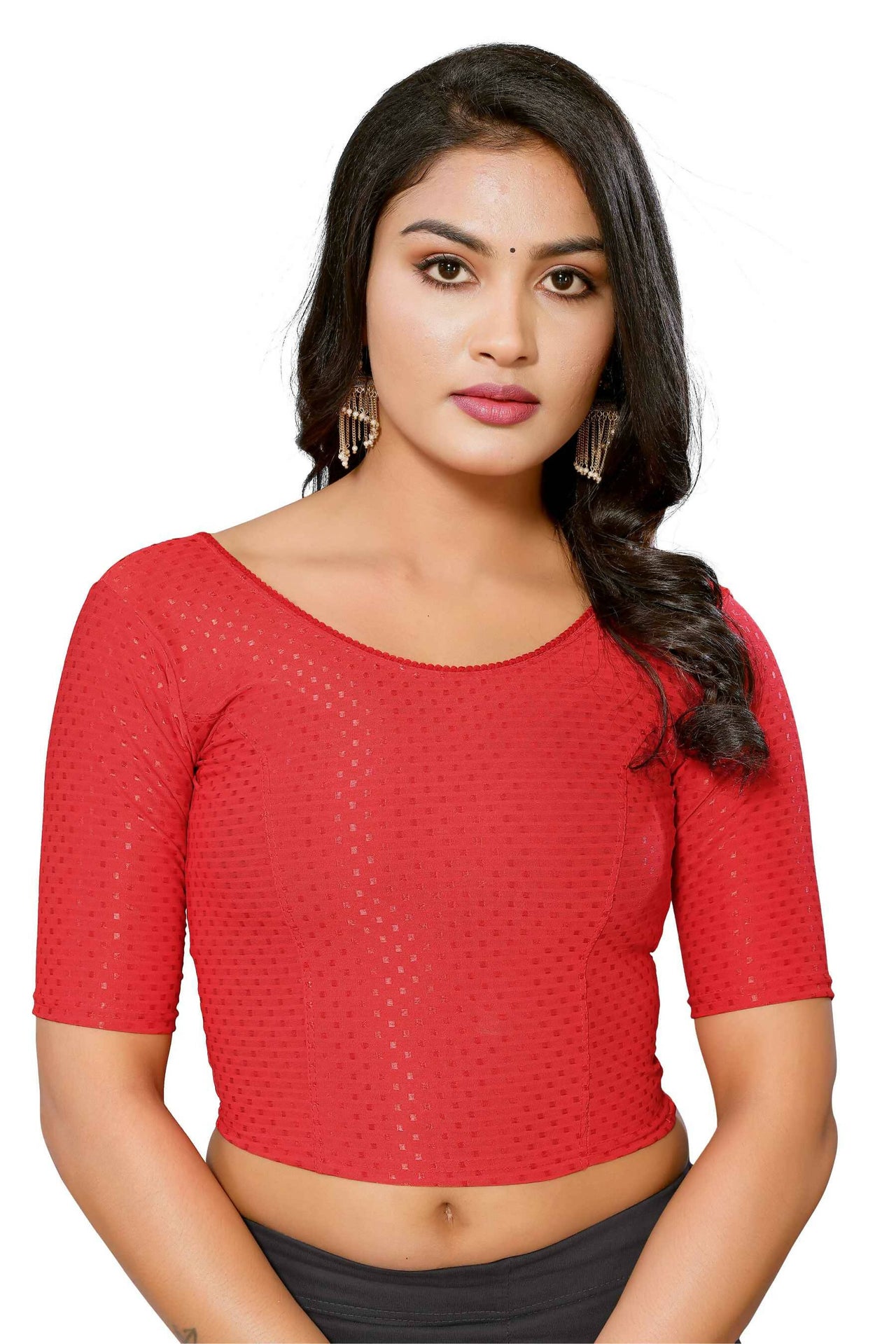 Malishka Women's Red Colour Lycra Readymade Blouse - Distacart