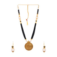 Thumbnail for Tehzeeb Creations Beautiful Golden Plated Necklace And Earrings With Black Pearl