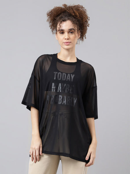 MKH Typography Printed Relaxed Fit Sheer Dri-FIT T-shirt - Distacart